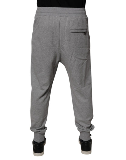 Dolce & Gabbana Gray Logo Cotton Men Jogger Sweatpants Pants