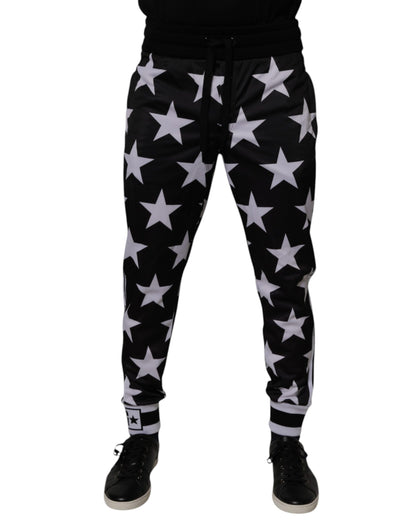 Dolce & Gabbana Black White Stars Jogger Men Sweatpants Pants