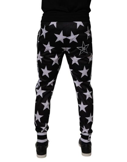 Dolce & Gabbana Black White Stars Jogger Men Sweatpants Pants