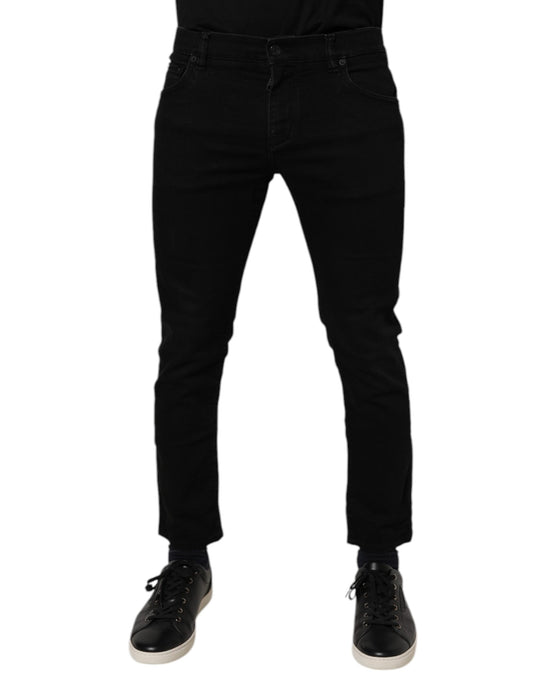 Dolce & Gabbana Black Cotton Stretch Skinny Men Denim Jeans