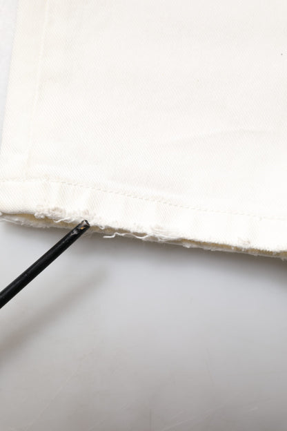 Dolce & Gabbana White Tattered Graffiti Skinny Denim Jeans