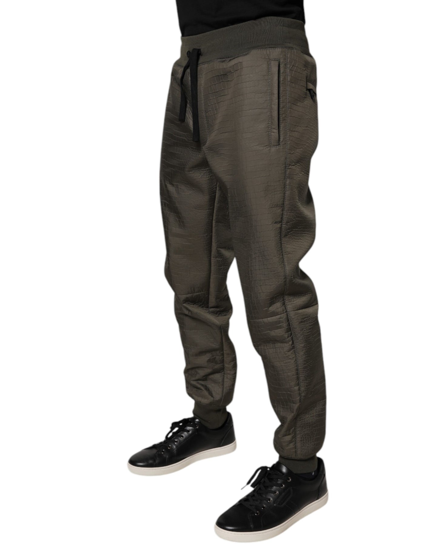 Dolce & Gabbana Brown Lambskin Leather Men Sweatpants Pants