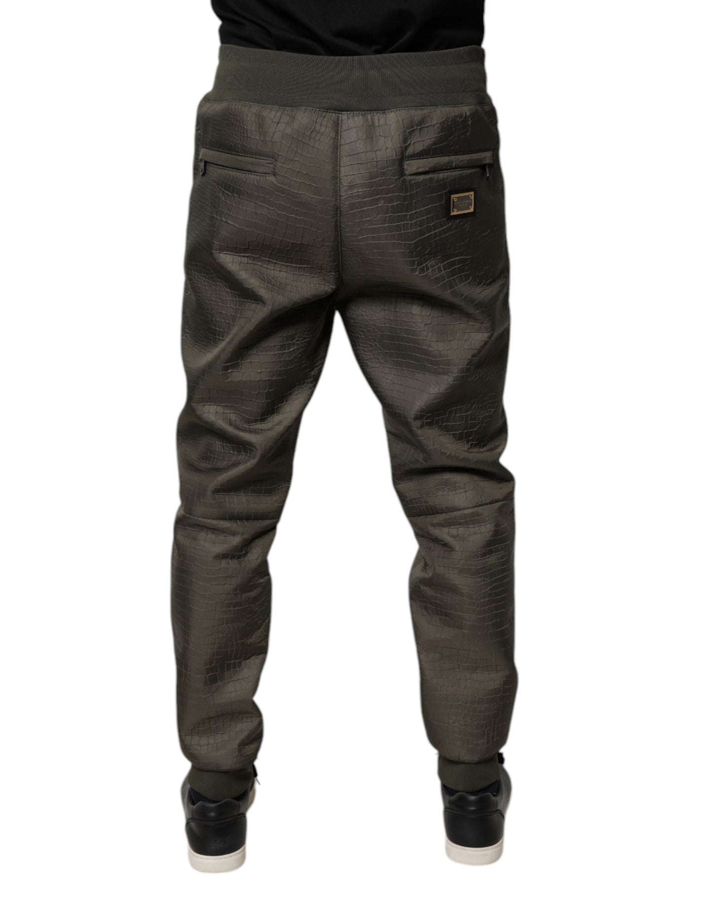 Dolce & Gabbana Brown Lambskin Leather Men Sweatpants Pants