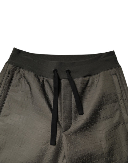 Dolce & Gabbana Brown Lambskin Leather Men Sweatpants Pants