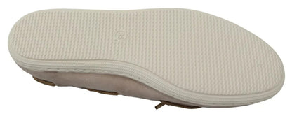 Pantofola D'Oro Beige Suede Lace Bow Loafers Ballet Flat Shoes
