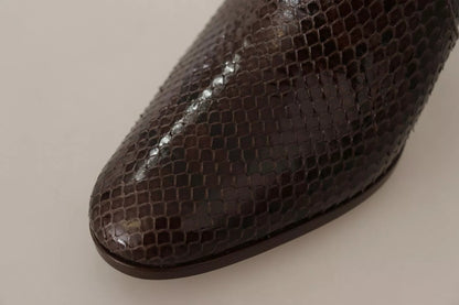 Dolce & Gabbana Brown Exotic Leather Heels High Boots Shoes