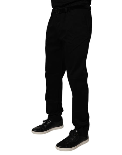 Dolce & Gabbana Black Cotton Men Skinny Dress Formal Pants