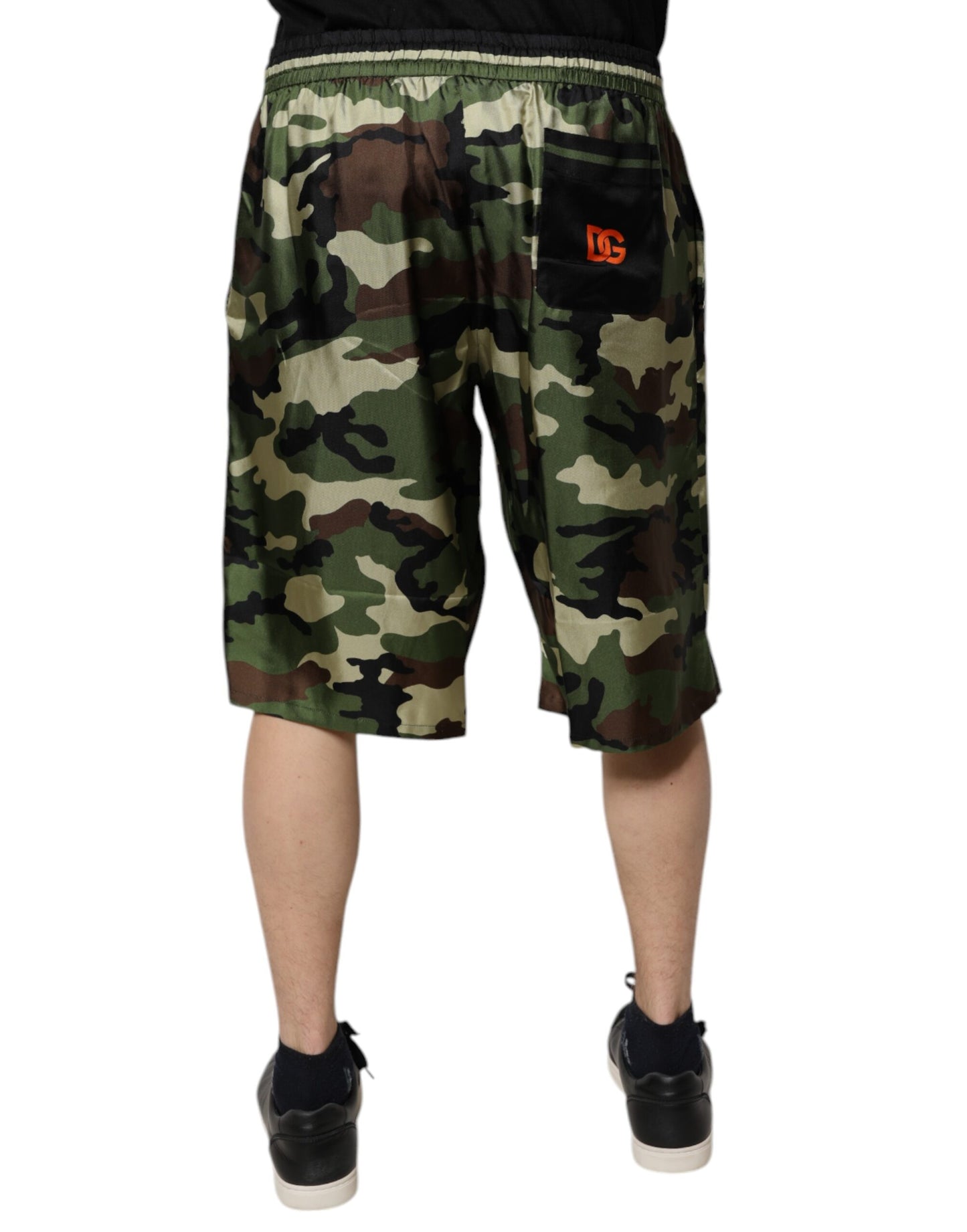 Dolce & Gabbana Multicolor Camouflage Silk Mid Waist Bermuda Shorts