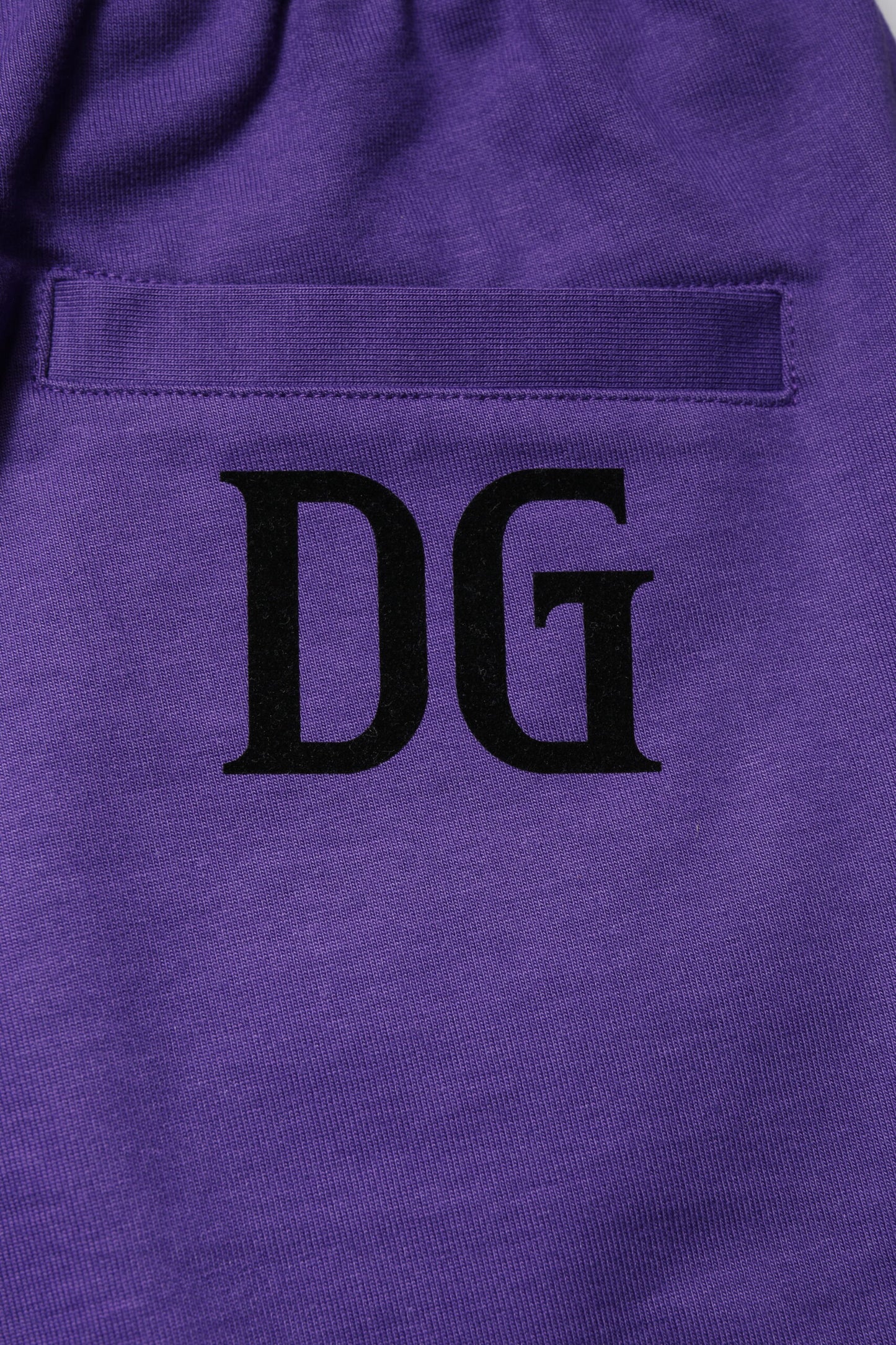 Dolce & Gabbana Purple Cotton Men Bermuda Sweatshorts Shorts
