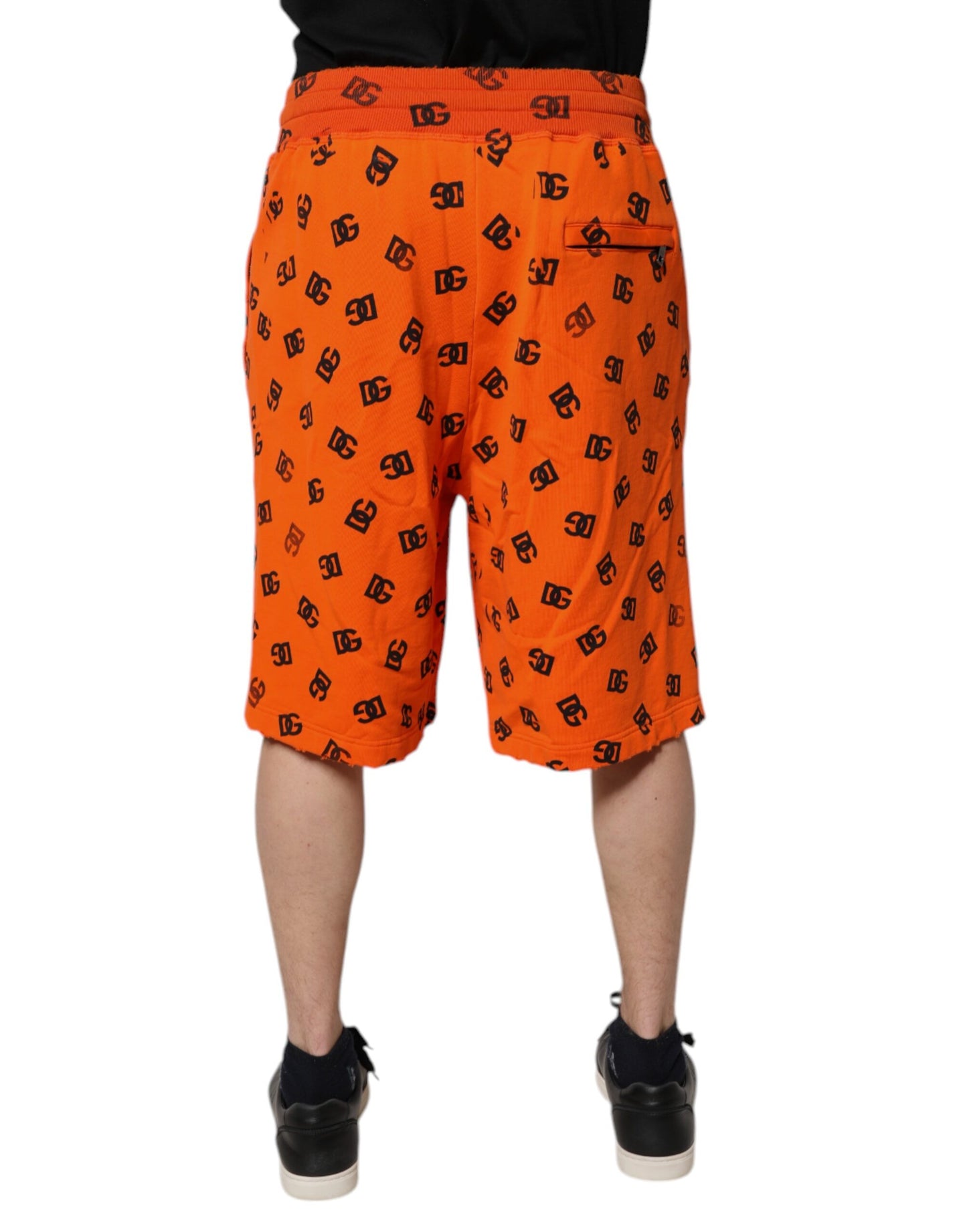 Dolce & Gabbana Orange Logo Monogram Cotton Bermuda Shorts