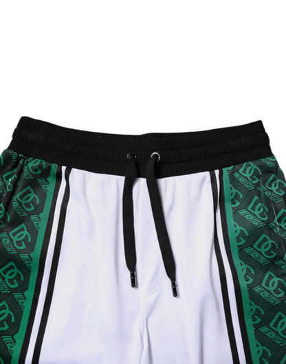 Dolce & Gabbana White Green Men Jersey Sweatshorts Shorts