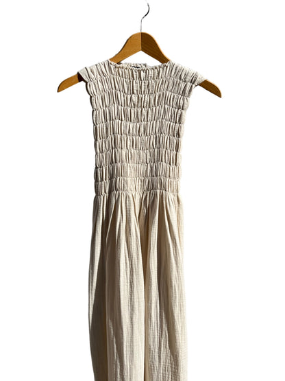 735 Alber Gathered Dress in Organic Cotton Muslin   Navy Blue