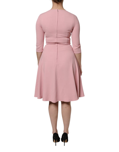 Dolce & Gabbana Pink A-line Flare Viscose 3/4 Sleeves Dress