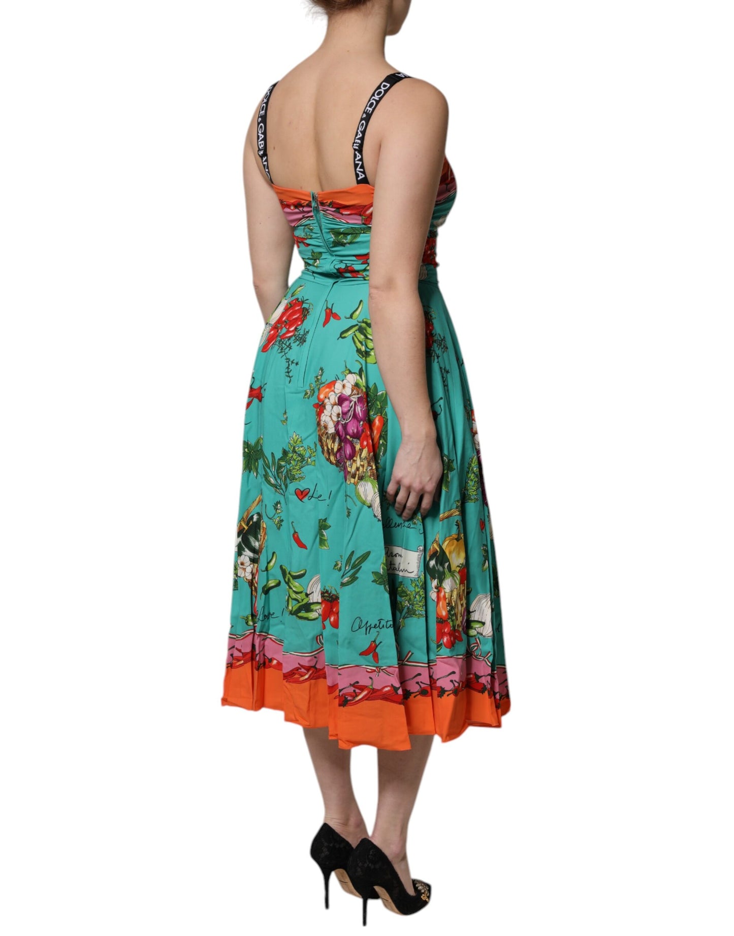 Dolce & Gabbana Multicolor Printed Silk Sleeveless Midi Dress