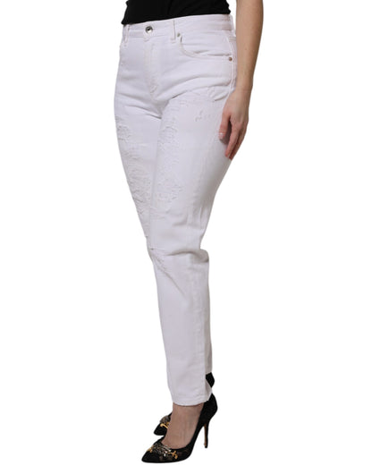 Dolce & Gabbana White Cotton High Waist Skinny Denim Jeans