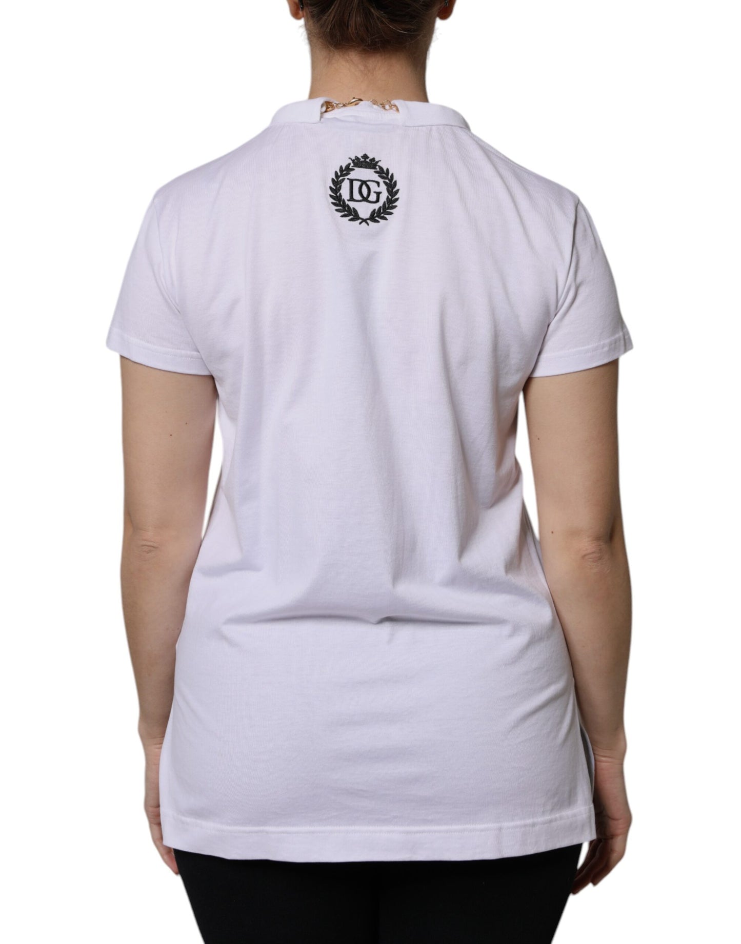 Dolce & Gabbana White Necklace Cotton Short Sleeve T-shirt