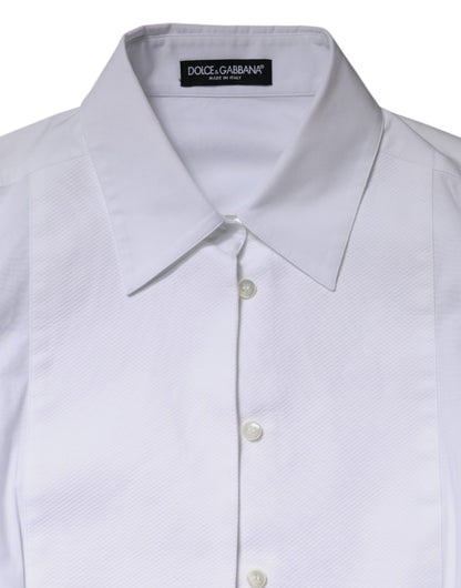 Dolce & Gabbana White Cotton Dress Collared Dress Shirt Top