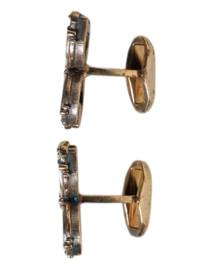 Dolce & Gabbana Gold Tone 925 Sterling Silver DG Logo Accessory Cufflink