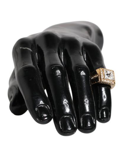 Dolce & Gabbana Gold Tone Sterling Silver 925 Crystals Ring