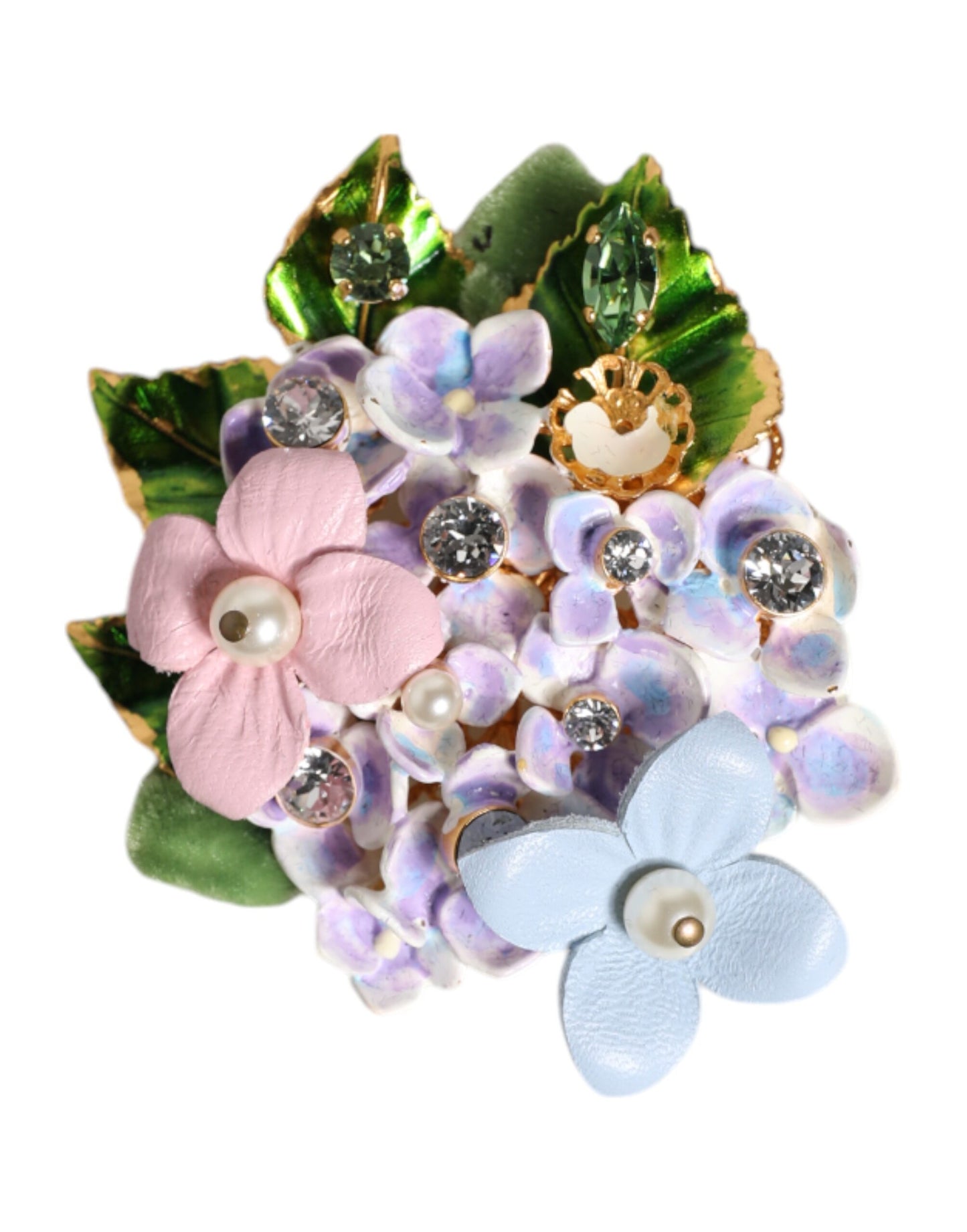 Dolce & Gabbana Multicolor Floral Crystals Pearls Enamel Accents Brooch
