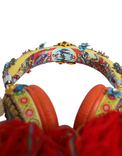 Dolce & Gabbana Multicolor Whimsical Tasseled Crystal Headset Headphones