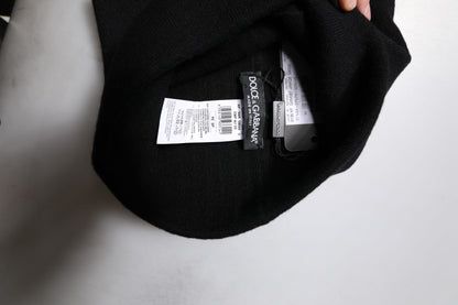 Dolce & Gabbana Black Cashmere DG Logo Square Handkerchief Scarf