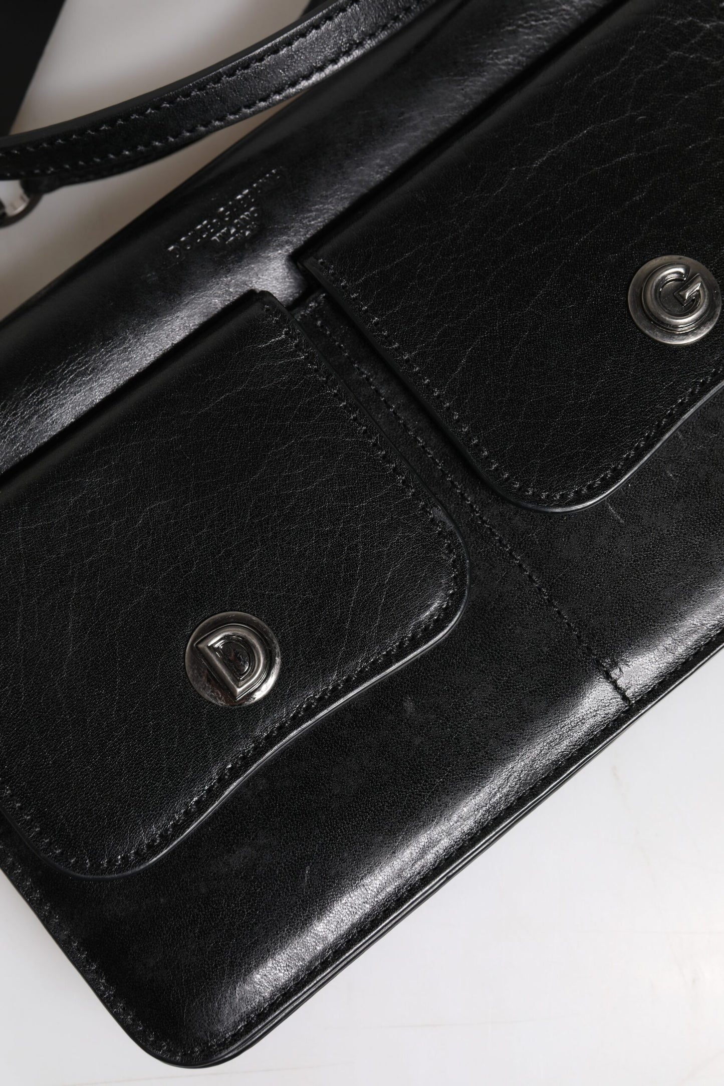 Dolce & Gabbana Black Leather Logo Purse Shoulder Crossbody Bag