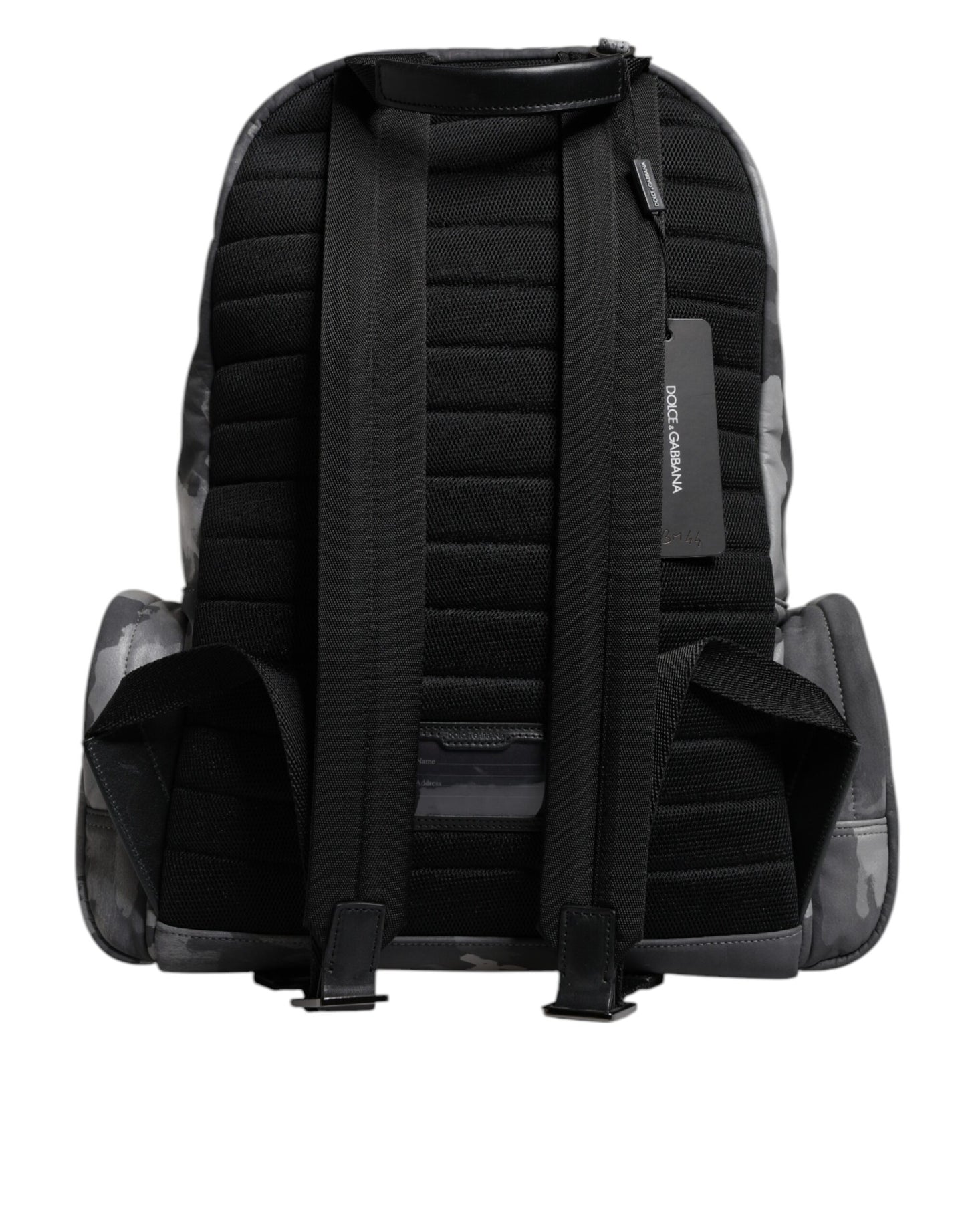 Dolce & Gabbana Gray Cotton Camouflage Logo Plaque Backpack Bag