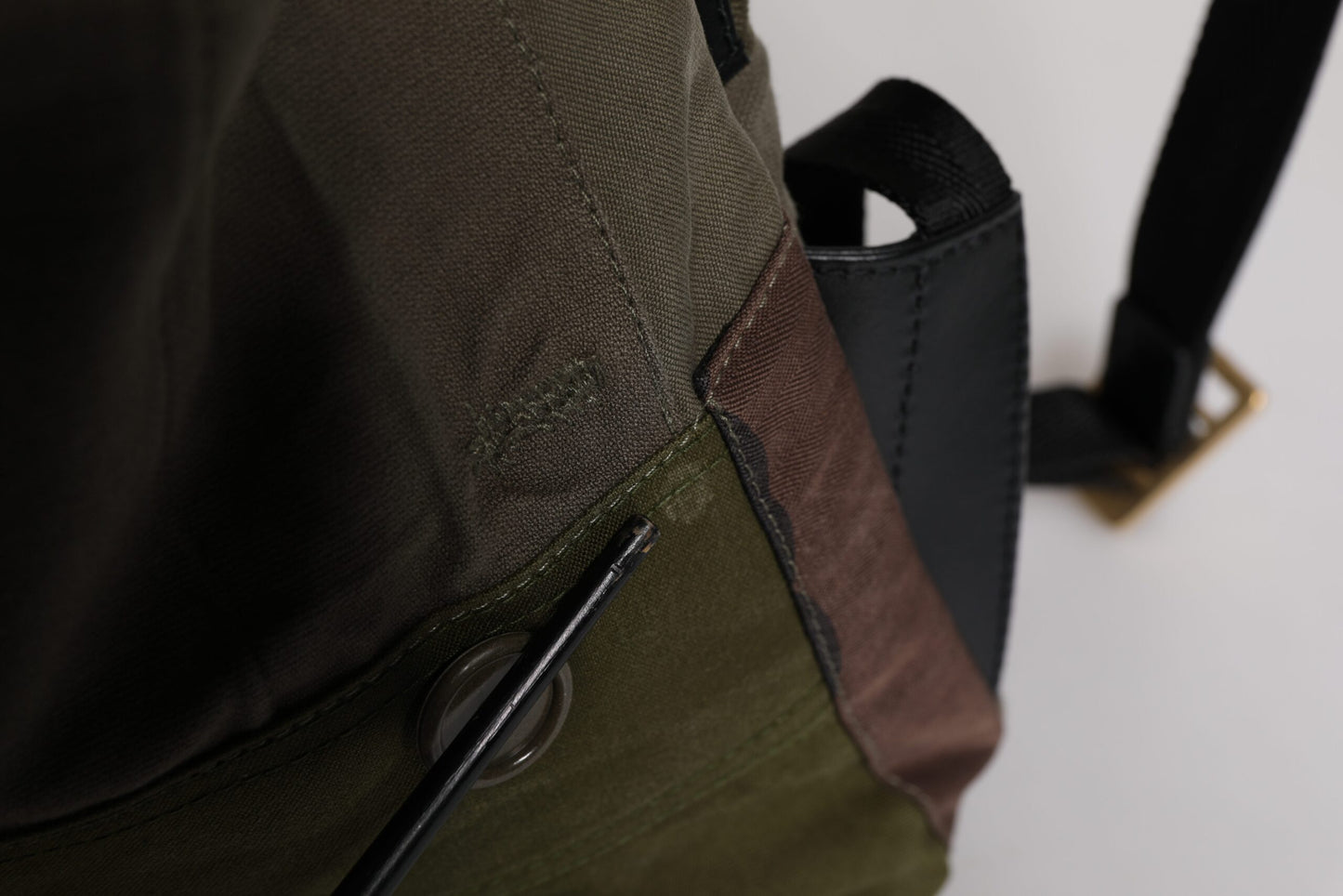 Dolce & Gabbana Military Green Patchwork Rucksack Backpack Bag