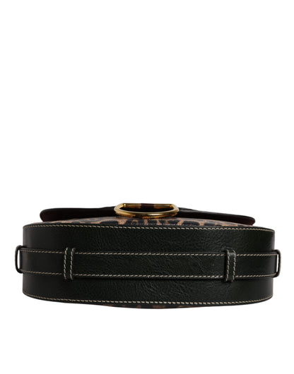 Dolce & Gabbana Black Brown Leopard Leather Shoulder Strap Bag
