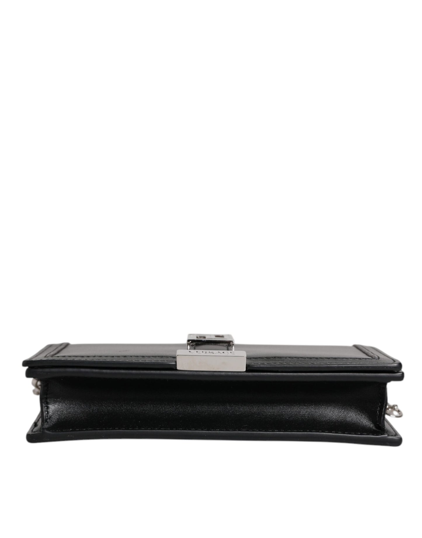 Versace Black Calfskin Leather Chain Strap Shoulder Crossbody Bag