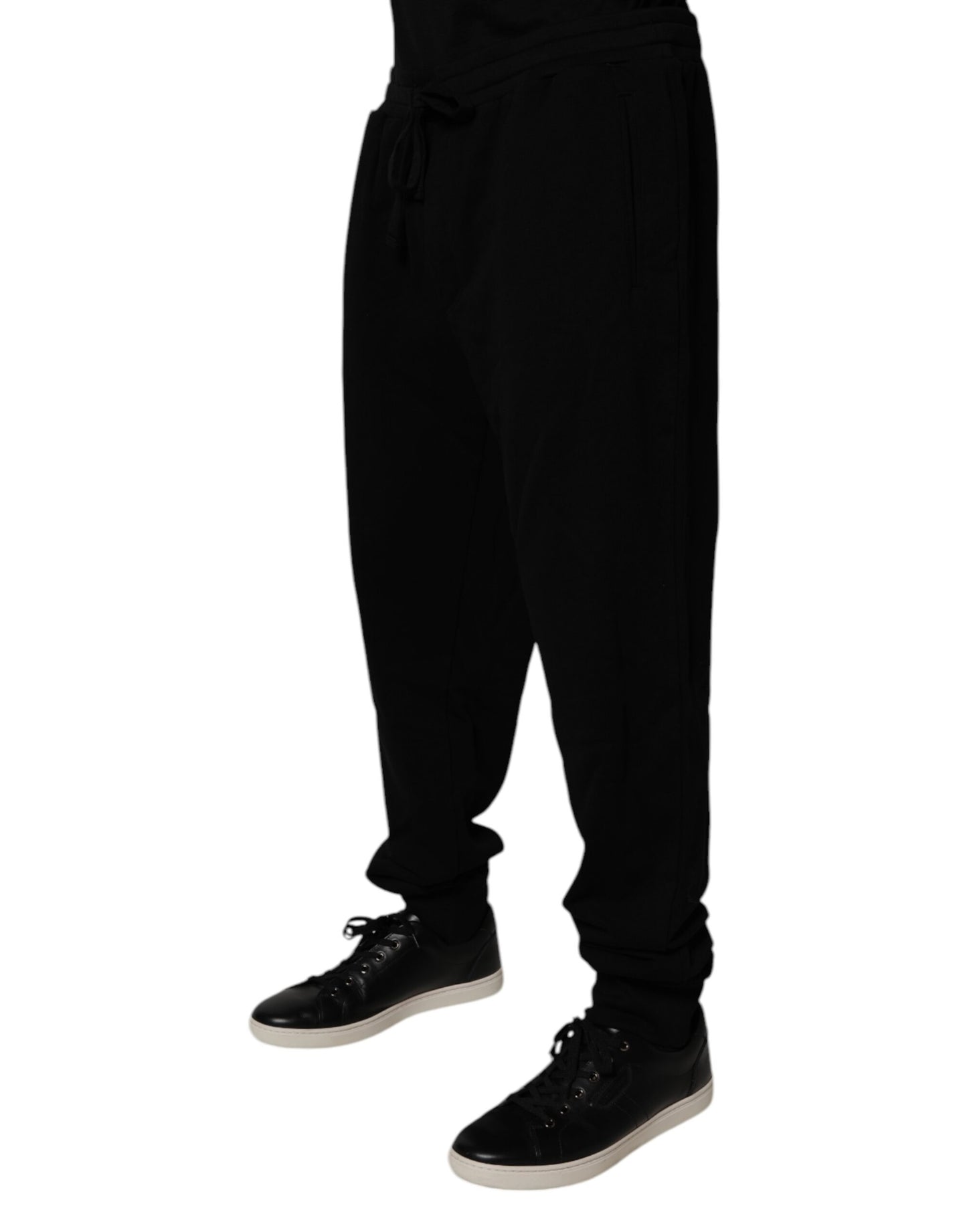 Dolce & Gabbana Black Cotton Crown Logo Jogger Pants
