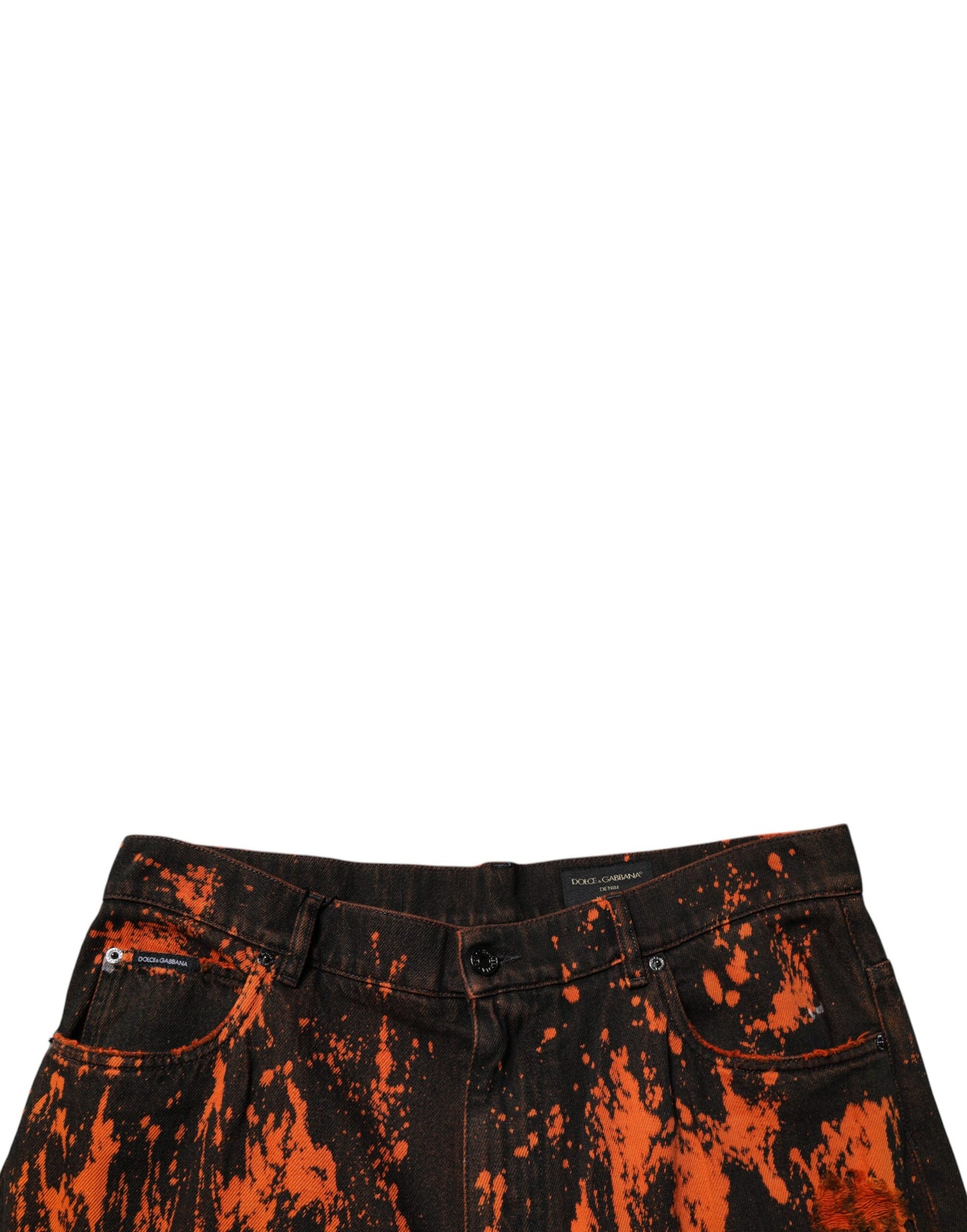 Dolce & Gabbana Black Red Tie Dye Cotton Straight Denim Jeans