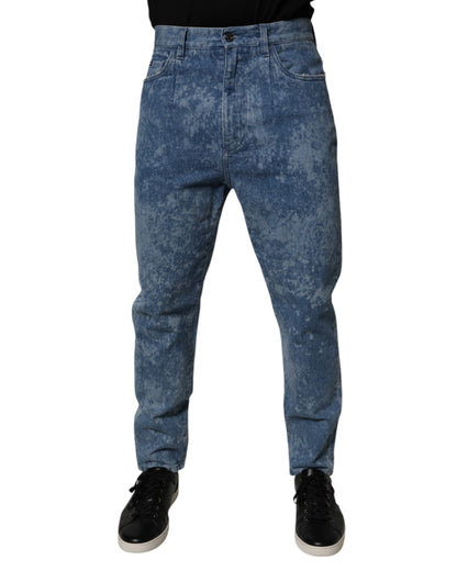 Dolce & Gabbana Blue Tie Dye Cotton Skinny Men Denim Jeans