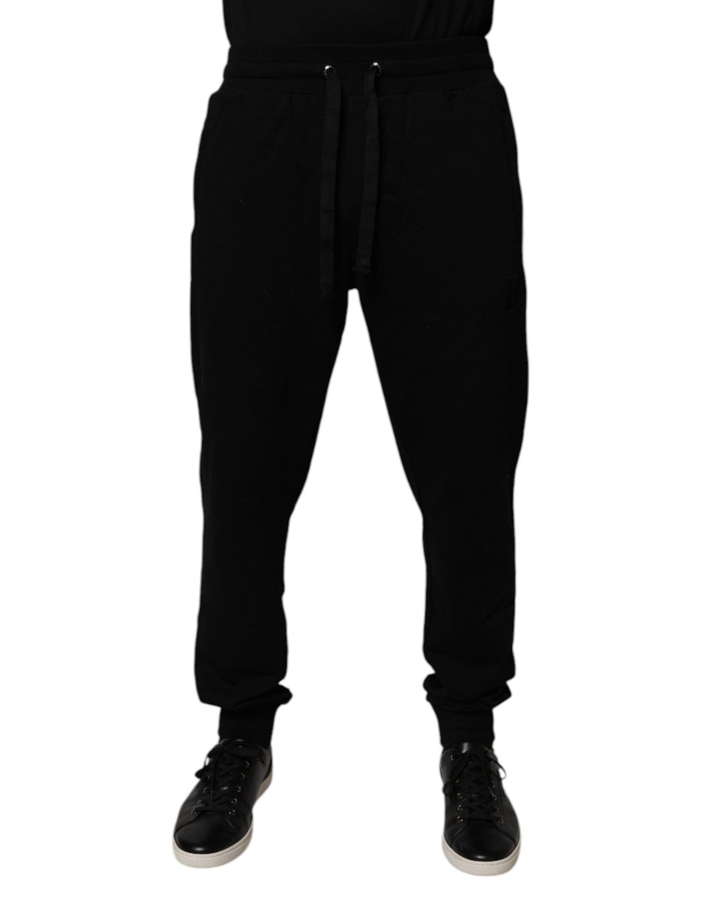 Dolce & Gabbana Black Cotton Mid Waist Jogger Sweatpants Pants