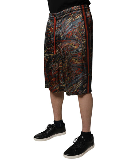 Dolce & Gabbana Multicolor Marble Print Trouser Bermuda Shorts