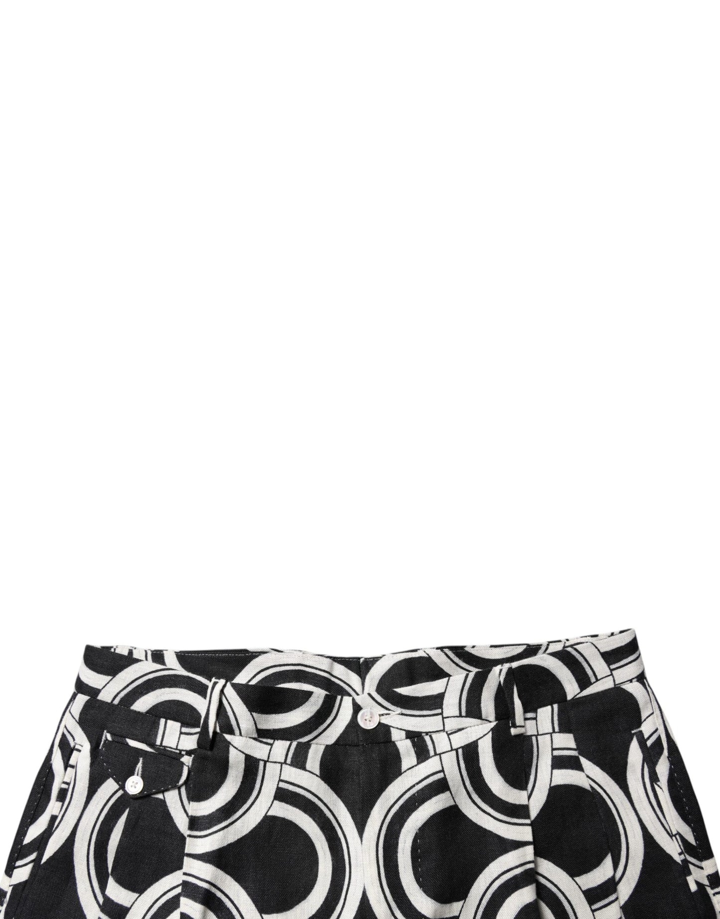 Dolce & Gabbana Black White Linen Bermuda Shorts