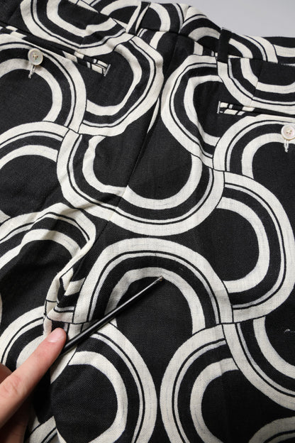 Dolce & Gabbana Black White Linen Bermuda Shorts