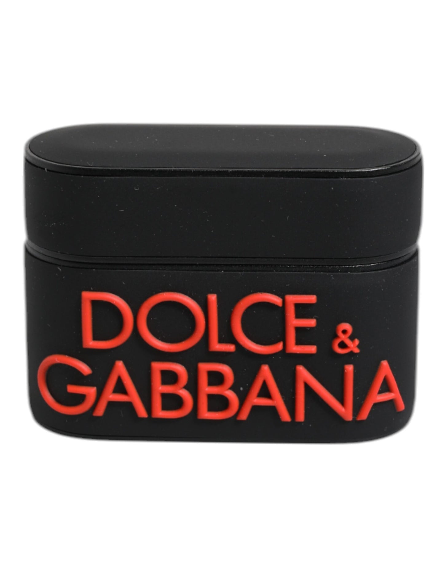 Dolce & Gabbana Black Orange Silicone Embossed Logo Airpods Case