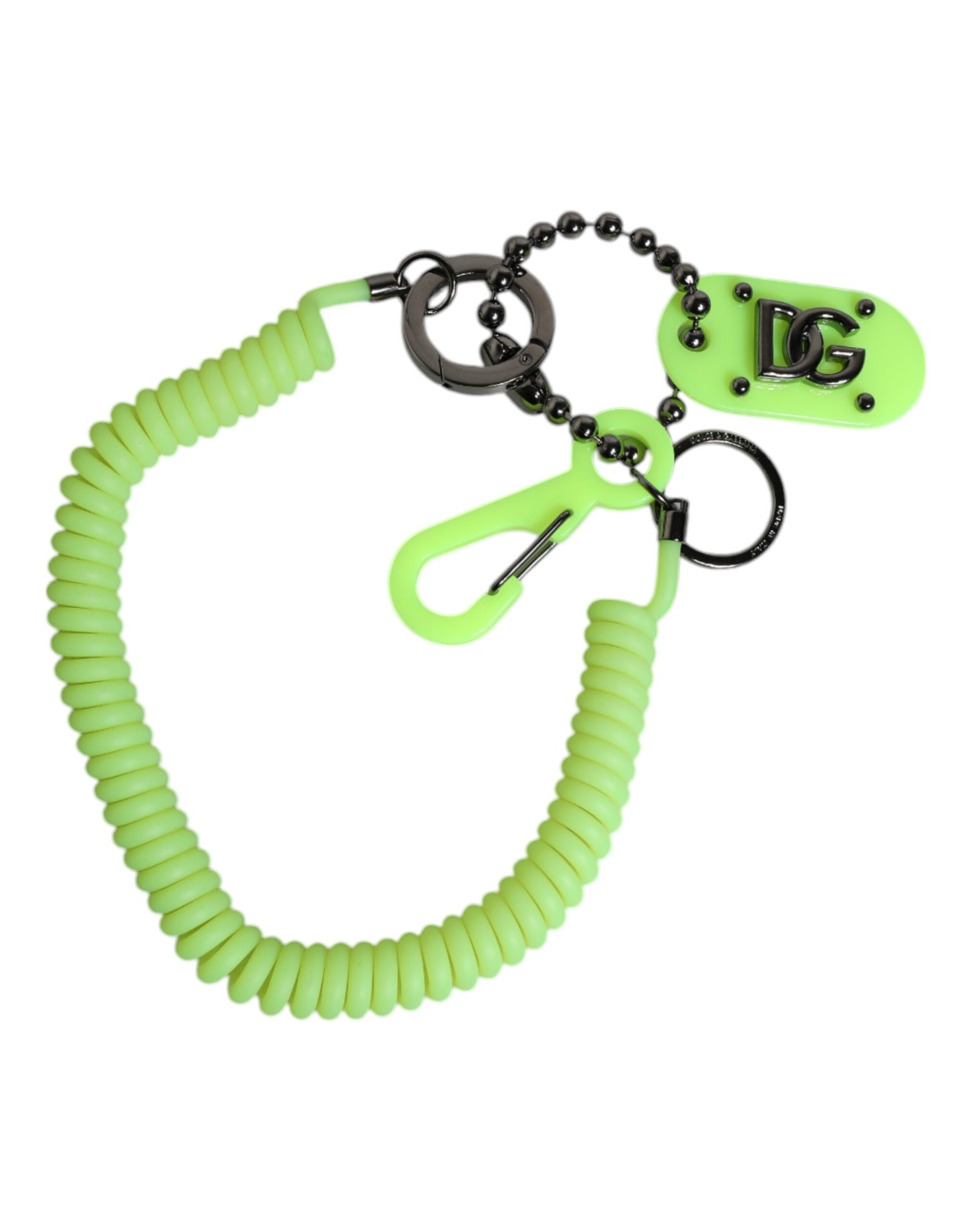 Dolce & Gabbana Green Springy Key Holder DG Logo Men's Keychain Keyring