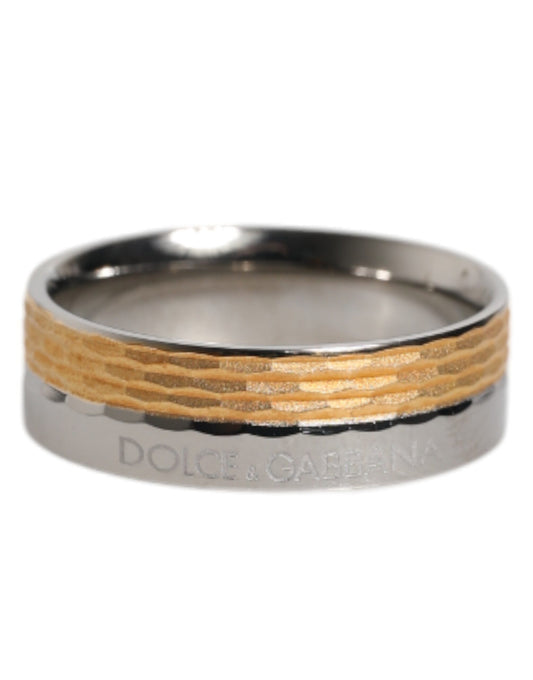 Dolce & Gabbana Gold Silver Tone Real Brass DG Logo Ring