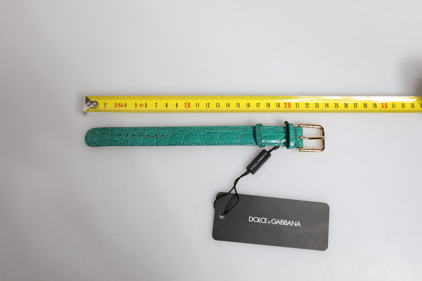 Dolce & Gabbana Green Exotic Leather Gold Tone Metal Buckle Armband