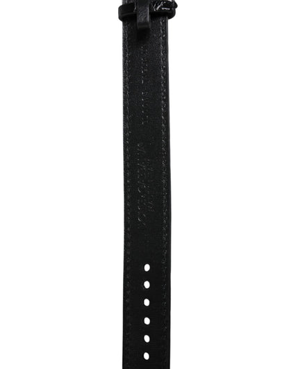 Dolce & Gabbana Black Exotic Leather Gold Tone Metal Buckle Armband