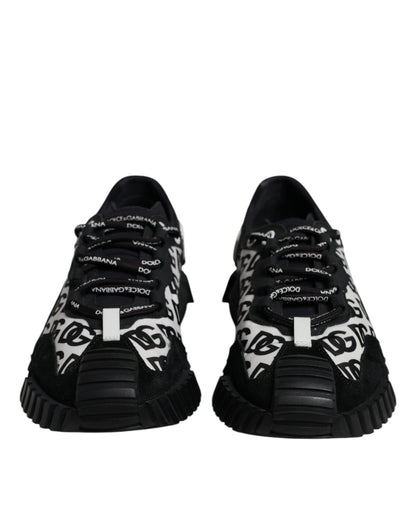 Dolce & Gabbana Black Logo Lace Up Low Top NS1 Sneakers Shoes