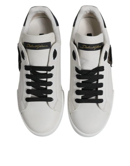 Dolce & Gabbana White Leather DG Logo Low Top Sneakers Shoes