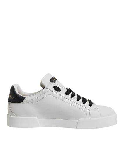 Dolce & Gabbana White Leather DG Logo Low Top Sneakers Shoes