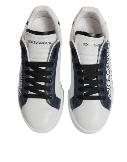 Dolce & Gabbana White Blue Crown Low Top Men Sneakers Shoes