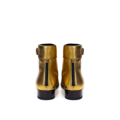 Saint Laurent Gold Leather Ankle Boots