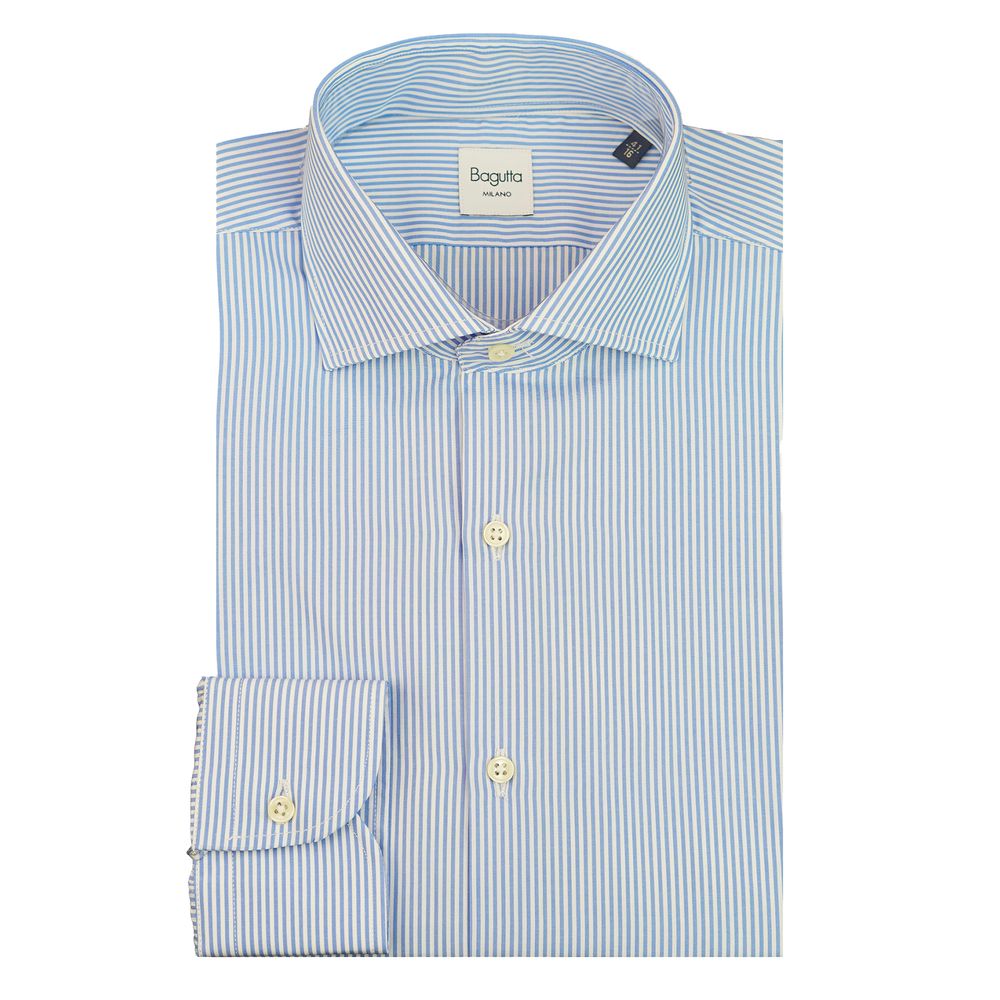 Bagutta Light Blue Cotton Men Shirt