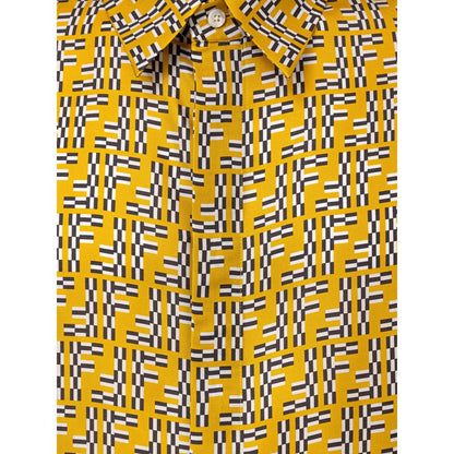 Fendi Yellow Silk Shortsleeve Shirt